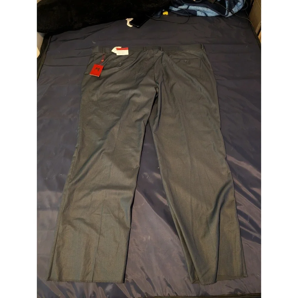 Mazari Dress Pants Mens 34 Gray Slim Flat Front Straight Leg Twill Lined